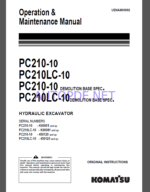 Komatsu PC210-10,PC210LC-10,PC210LC-10,PC210-10 HYDRAULIC EXCAVATOR Operation Maintenance Manual(UENAM00902)