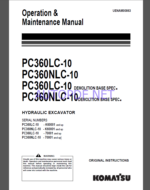 Komatsu PC360LC-10,PC360NLC-10,PC360LC-10,PC360LC-10 HYDRAULIC EXCAVATOR Operation Maintenance Manual(UENAM00863)