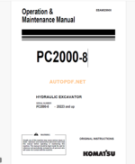 Komatsu PC2000-8 HYDRAULIC EXCAVATOR Operation and Maintenance Manual (EEAM029900_PC2000-8_1010)