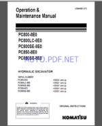 Komatsu PC800-8E0,PC800LC-8E0,PC800SE-8E0,PC850-8E0,PC850SE-8E0 HYDRAULIC EXCAVATOR Operation and Maintenance Manual(UENAM01073)