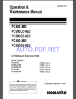 Komatsu PC800-8E0,PC800LC-8E0,PC800SE-8E0,PC850-8E0,PC850SE-8E0 HYDRAULIC EXCAVATOR Operation and Maintenance Manual(UENAM01072)