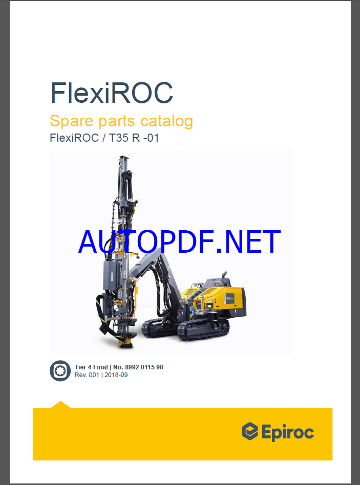 Epiroc FlexiROC T35 R -01 Spare parts catalogEpiroc FlexiROC T35 R -01 Spare parts catalog