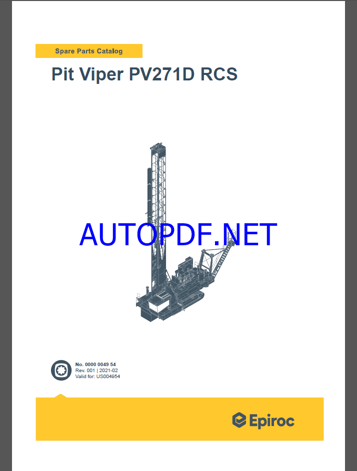 Epiroc Pit Viper PV-271D RCS Spare parts catalog