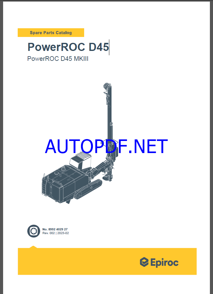 Epiroc PowerROC D45 MKIII Spare parts catalog