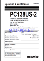 Komatsu PC138US-2 HYDRAULIC EXCAVATOR Operation and Maintenance Manual(UEAM004101)