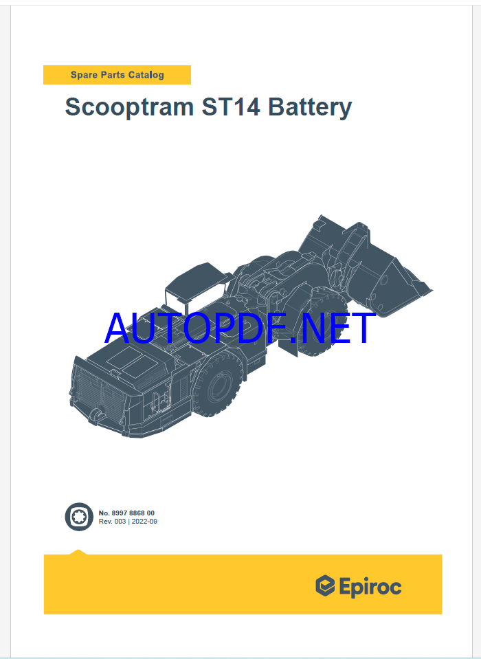 Epiroc Scooptram ST14 Battery Spare parts catalog