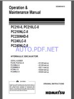 Komatsu PC210-8, PC210LC-8,PC210NLC-8,PC230NHD-8,PC240LC-8,PC240NLC-8 HYDRAULIC EXCAVATOR Operation and Maintenance Manual(UEAM004912)