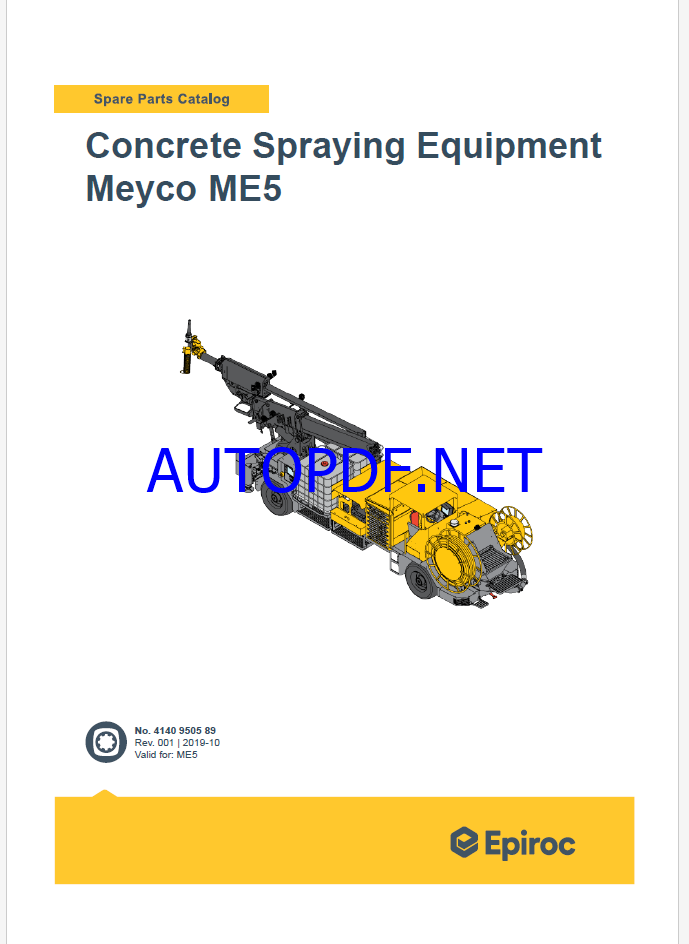 Epiroc Concrete Spraying Equipment MEYCO ME5 Spare parts catalog