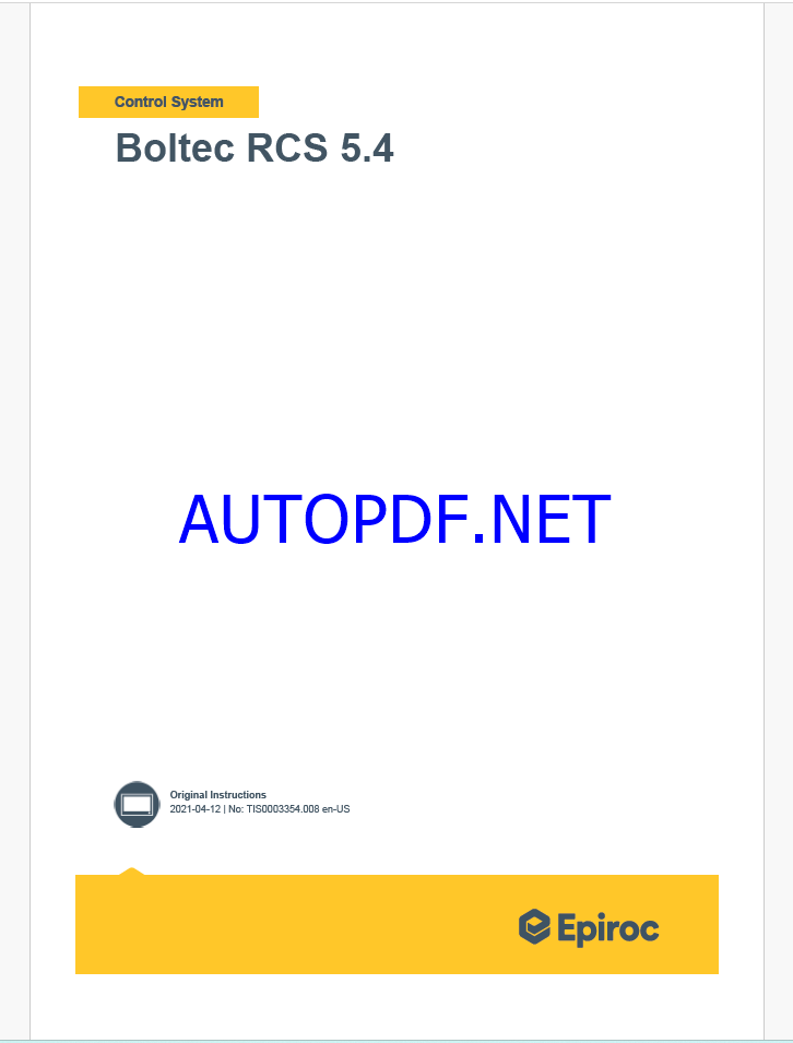 Epiroc Boltec RCS 5.4 Control System Manual