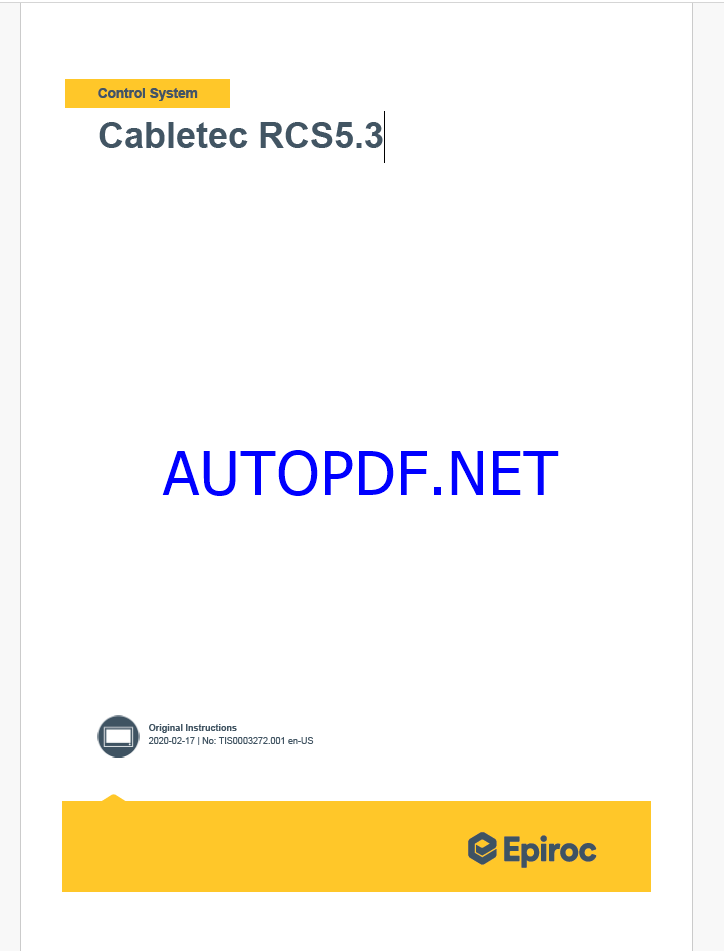 Epiroc Cabletec RCS5.3 Control System Manual