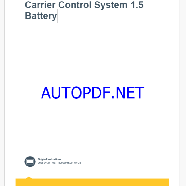 Epiroc Carrier Control System 1.5 Battery Control System Manual