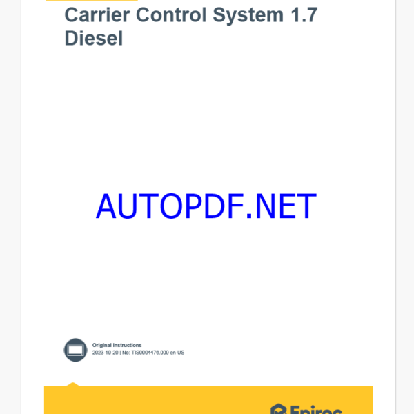 Epiroc Carrier Control System 1.7 Diesel Control System Manual