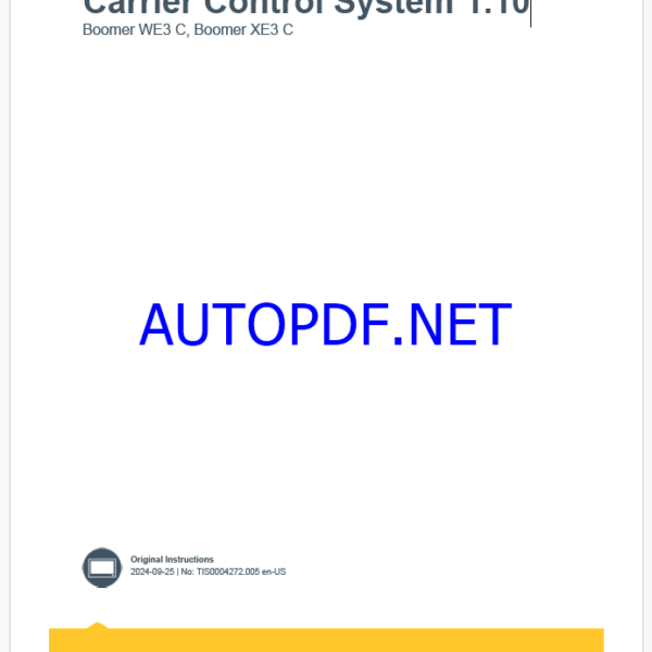 Epiroc Carrier Control System 1.10 Boomer WE3 C, Boomer XE3 C Control System Manual