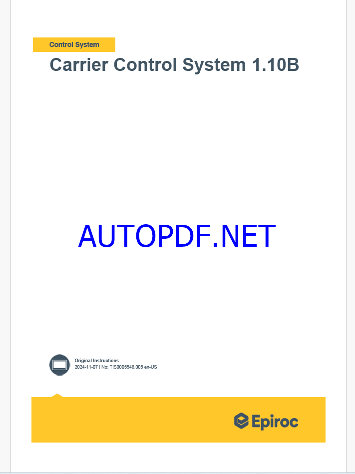 Epiroc Carrier Control System 1.10B Control System Manual