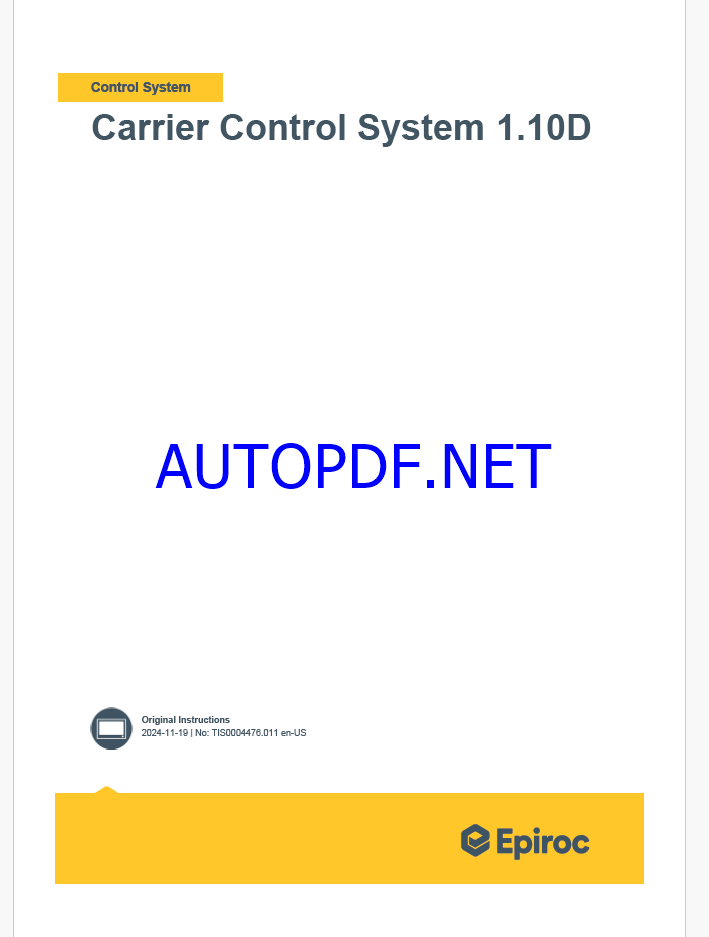 Epiroc Carrier Control System 1.10D Control System Manual