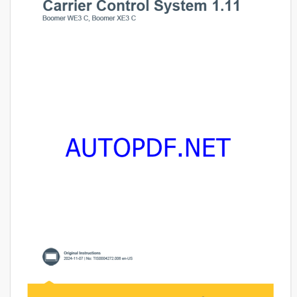 Epiroc Carrier Control System 1.11 Boomer WE3 C, Boomer XE3 C Control System Manual