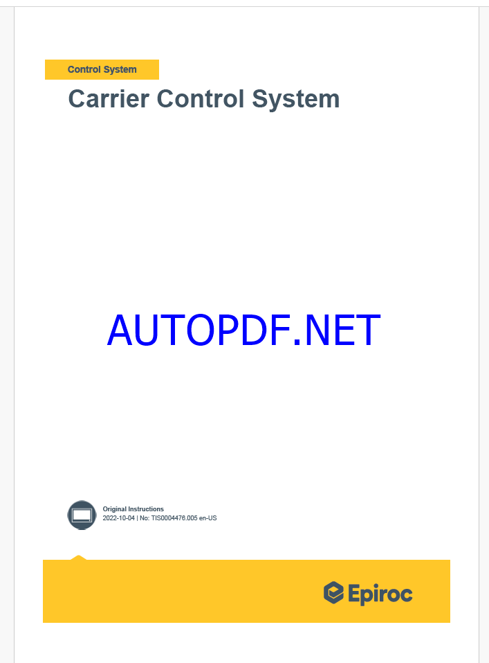 Epiroc Carrier Control System Manual