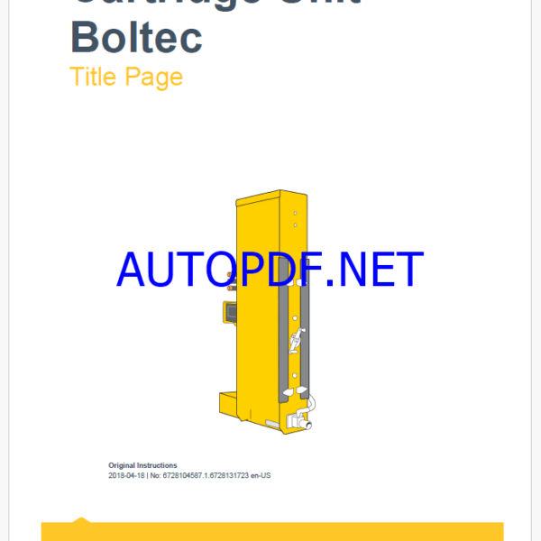 Epiroc Cartridge Unit Boltec Control System Manual