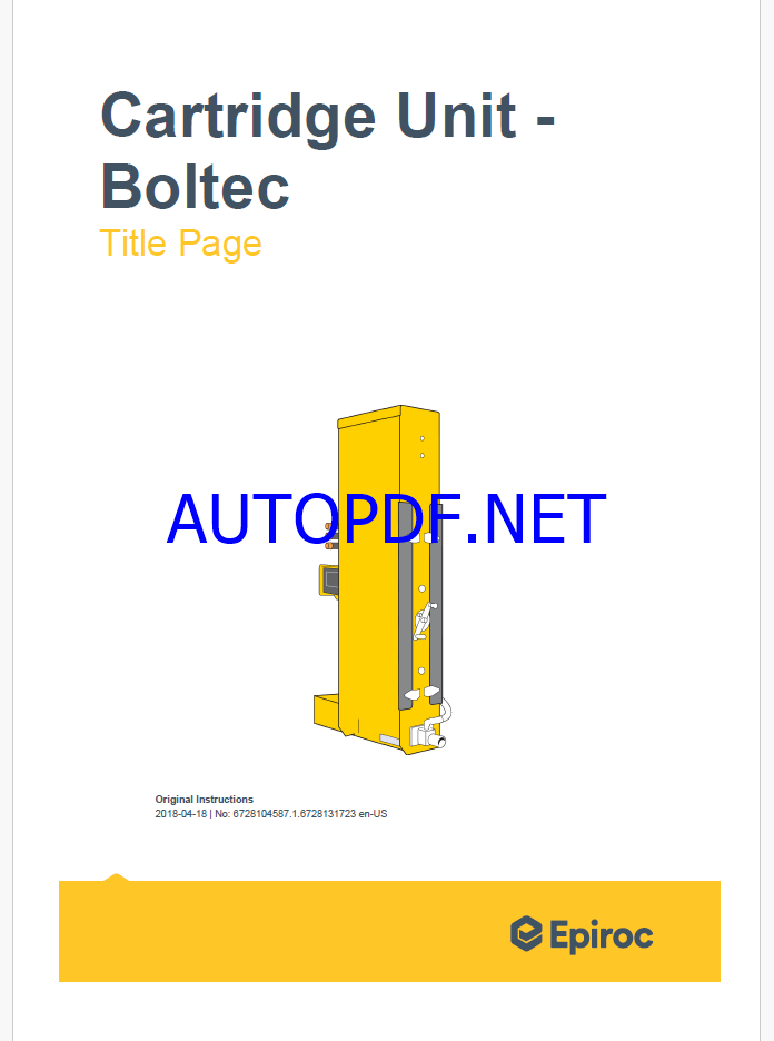 Epiroc Cartridge Unit Boltec Control System Manual