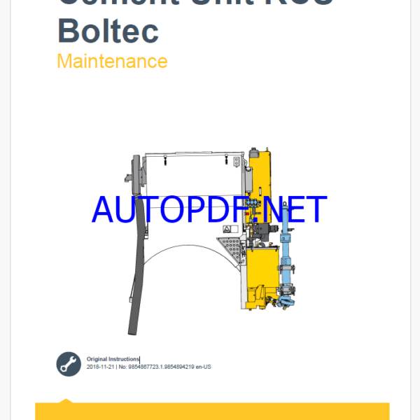 Epiroc Cement Unit RCS Boltec Control System Manual