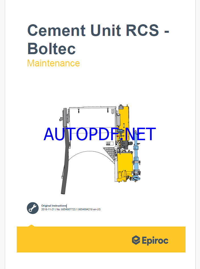 Epiroc Cement Unit RCS Boltec Control System Manual