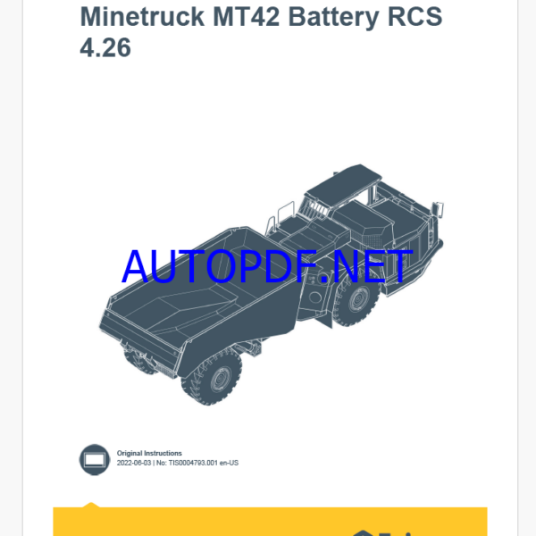 Epiroc Minetruck MT42 Battery RCS 4.26 Control System Manual