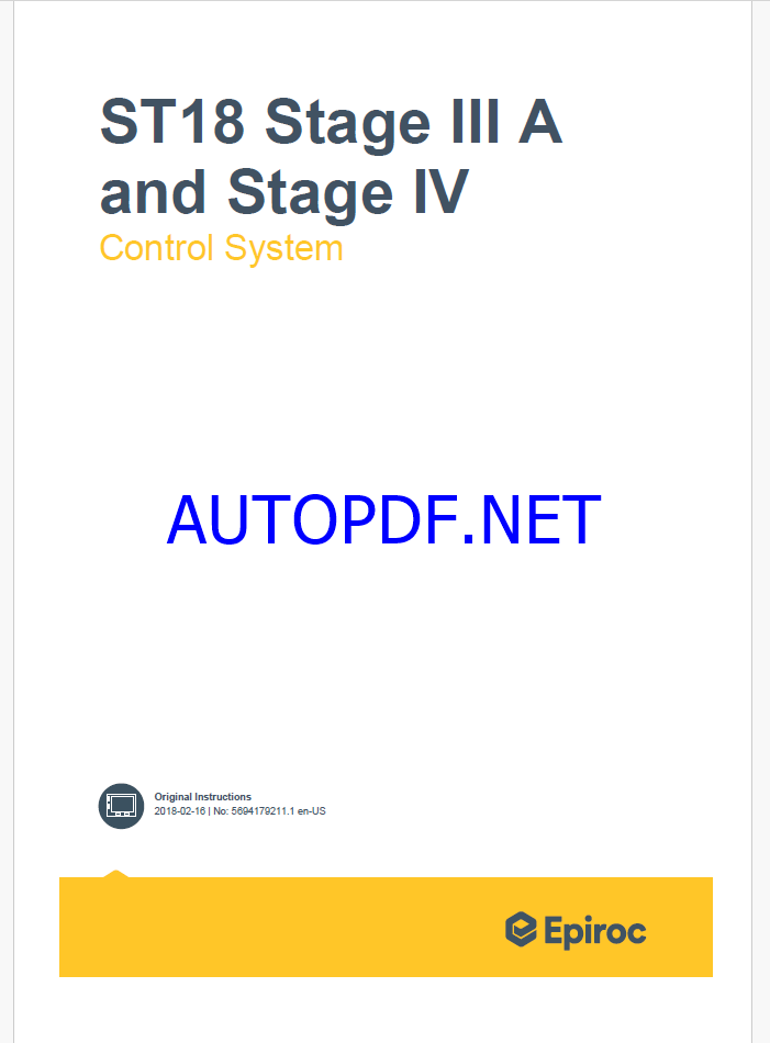 Epiroc ST18 Stage III A and Stage IV Control System Manual