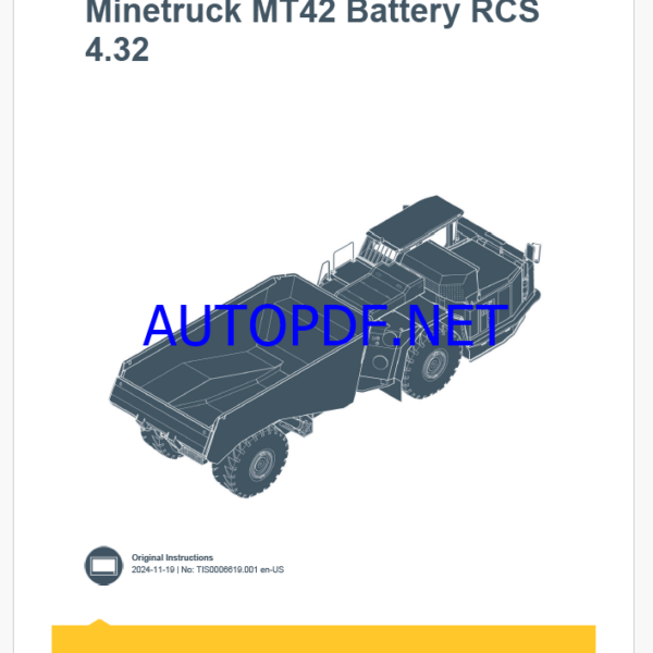 Epiroc Minetruck MT42 Battery RCS 4.32 Control System Manual