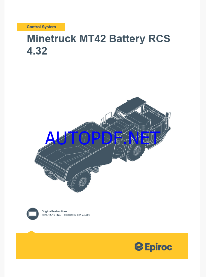 Epiroc Minetruck MT42 Battery RCS 4.32 Control System Manual