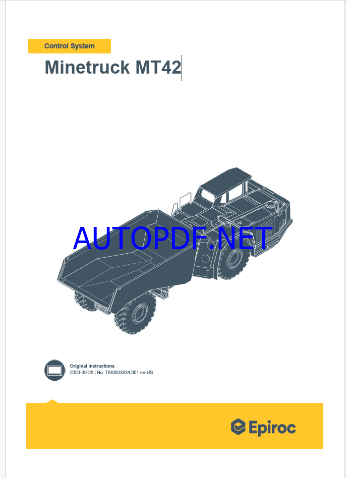 Epiroc Minetruck MT42 Control System Manual