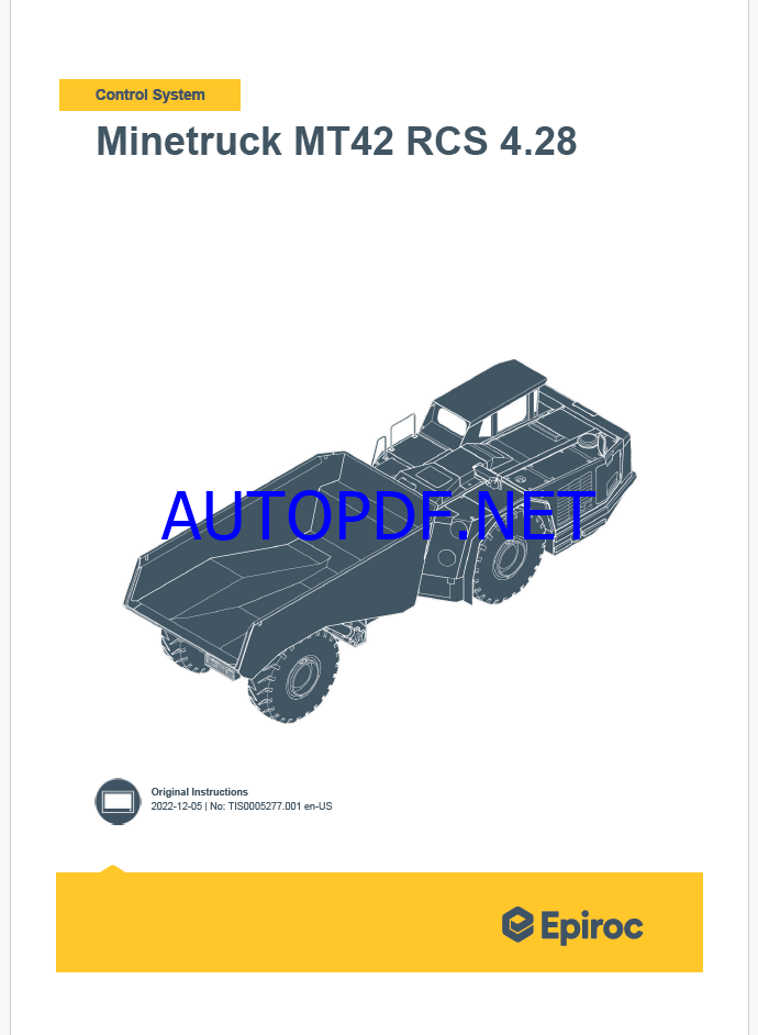 Epiroc Minetruck MT42 RCS 4.28 Control System Manual