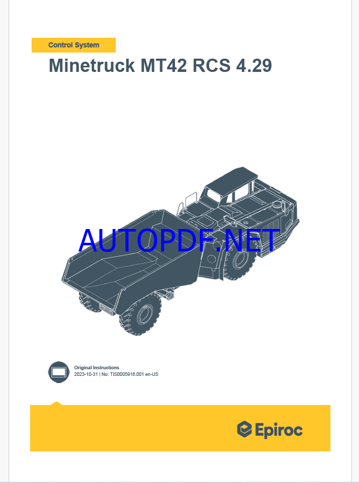 Epiroc Minetruck MT42 RCS 4.29 Control System Manual