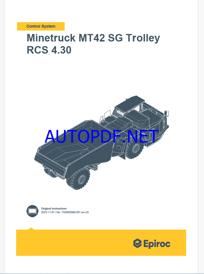 Epiroc Minetruck MT42 SG Trolley RCS 4.30 Control System Manual