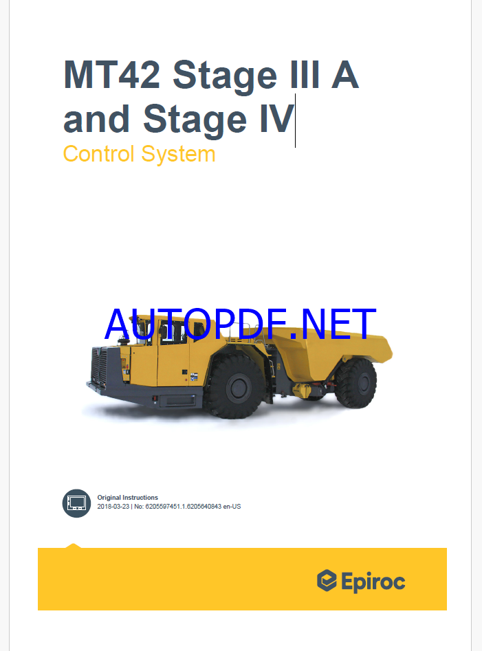 Epiroc Minetruck MT42 Stage III A and Stage IV Control System Manual