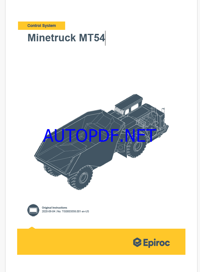 Epiroc Minetruck MT54 Control System Manual