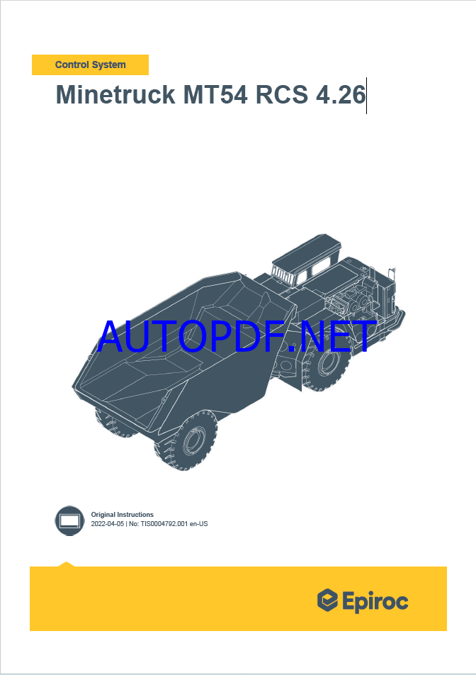 Epiroc Minetruck MT54 RCS 4.26 Control System Manual