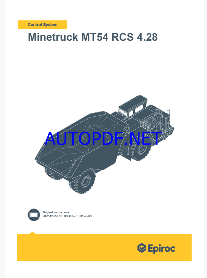 Epiroc Minetruck MT54 RCS 4.28 Control System Manual