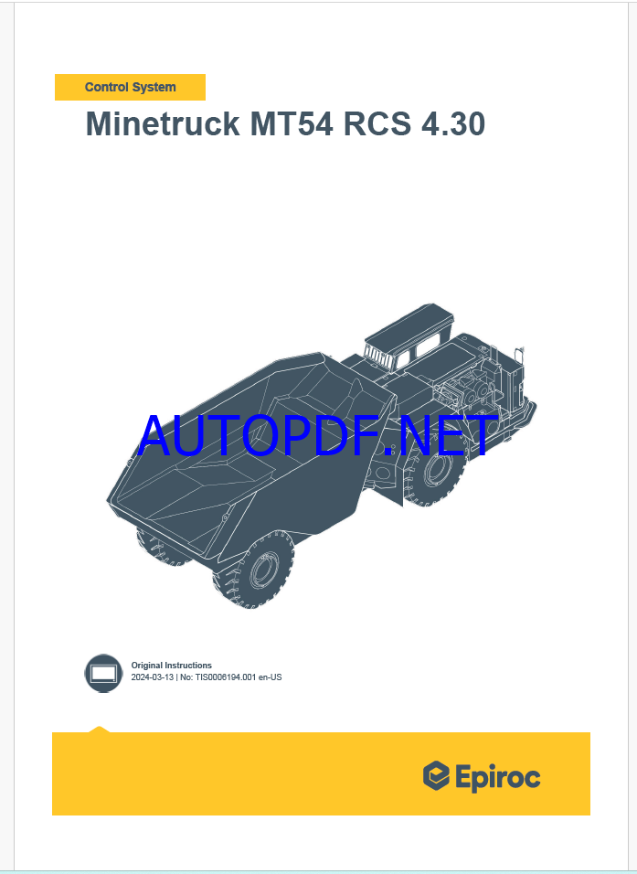 Epiroc Minetruck MT54 RCS 4.30 Control System Manual