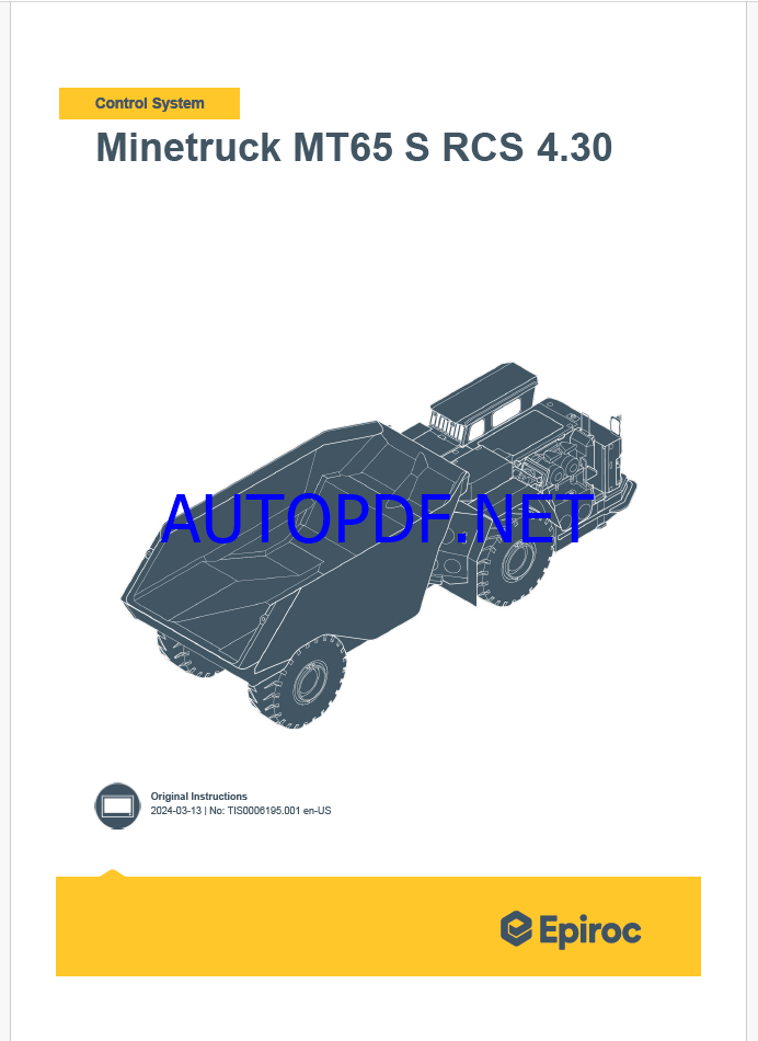 Epiroc Minetruck MT54 S RCS 4.30 Control System Manual