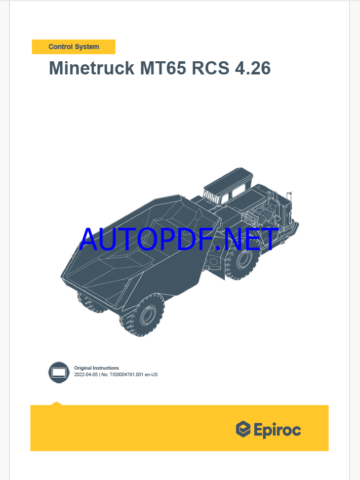 Epiroc Minetruck MT65 RCS 4.26 Control System Manual