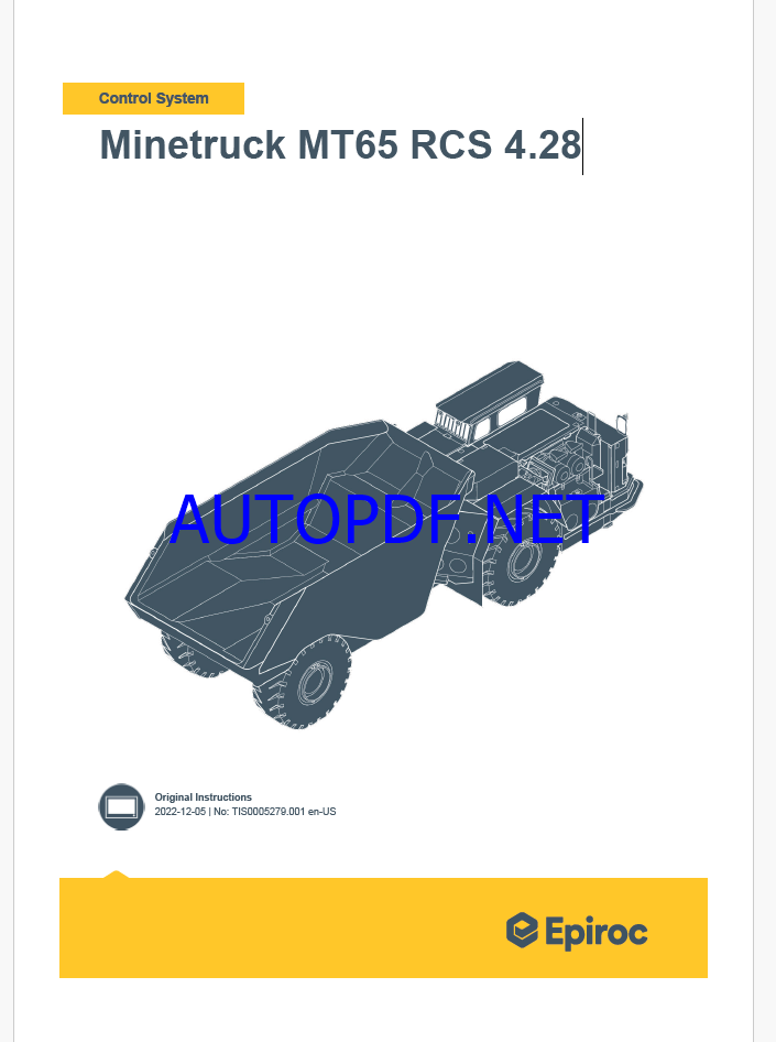 Epiroc Minetruck MT65 RCS 4.28 Control System Manual