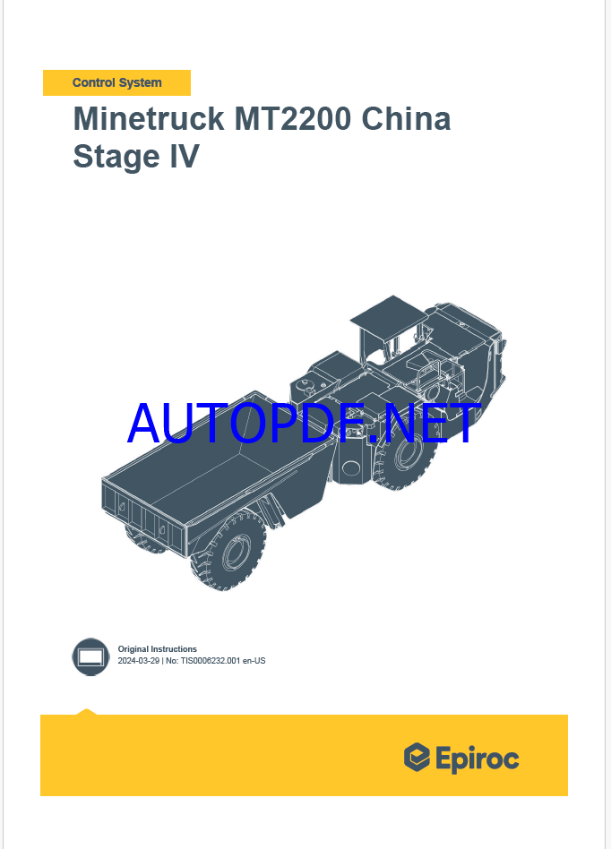 Epiroc Minetruck MT2200 China Stage IV Control System Manual