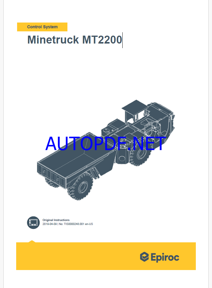 Epiroc Minetruck MT2200 Control System Manual