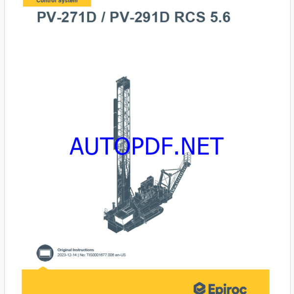 Epiroc PV-271D, PV-291D RCS 5.6 Pit Viper Control System Manual