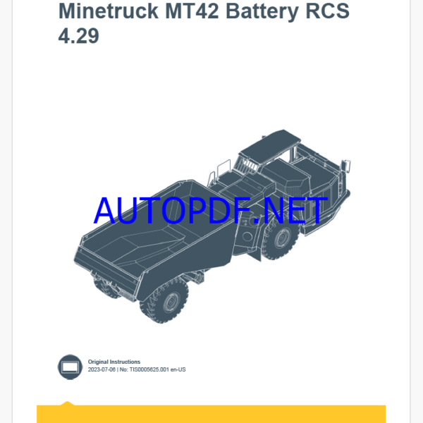 Epiroc Minetruck MT42 Battery RCS 4.29 Control System Manual