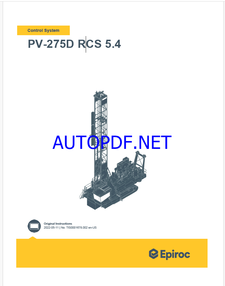 Epiroc PV-275D RCS 5.4 Pit Viper Control System Manual