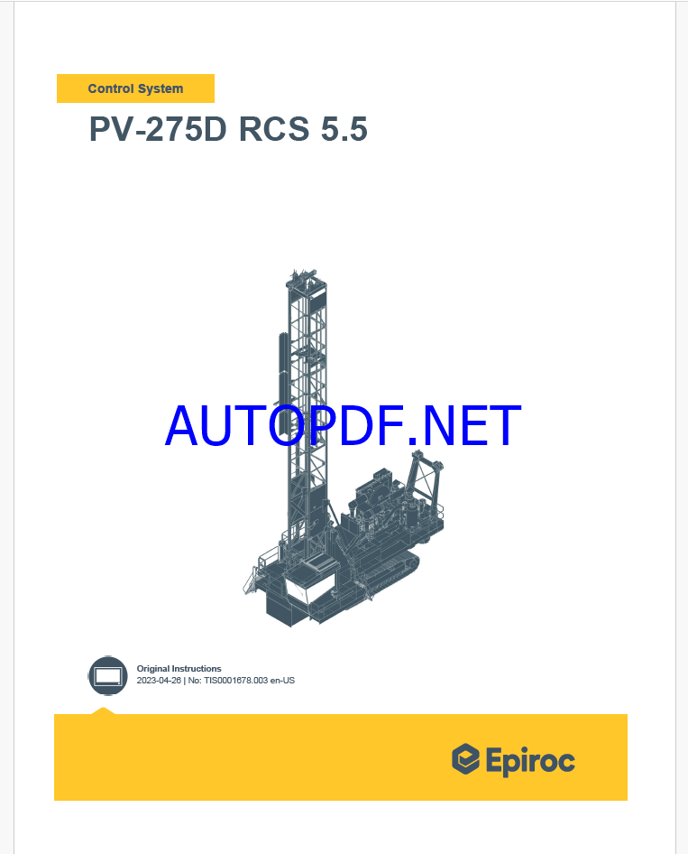 Epiroc PV-275D RCS 5.5 Pit Viper Control System Manual