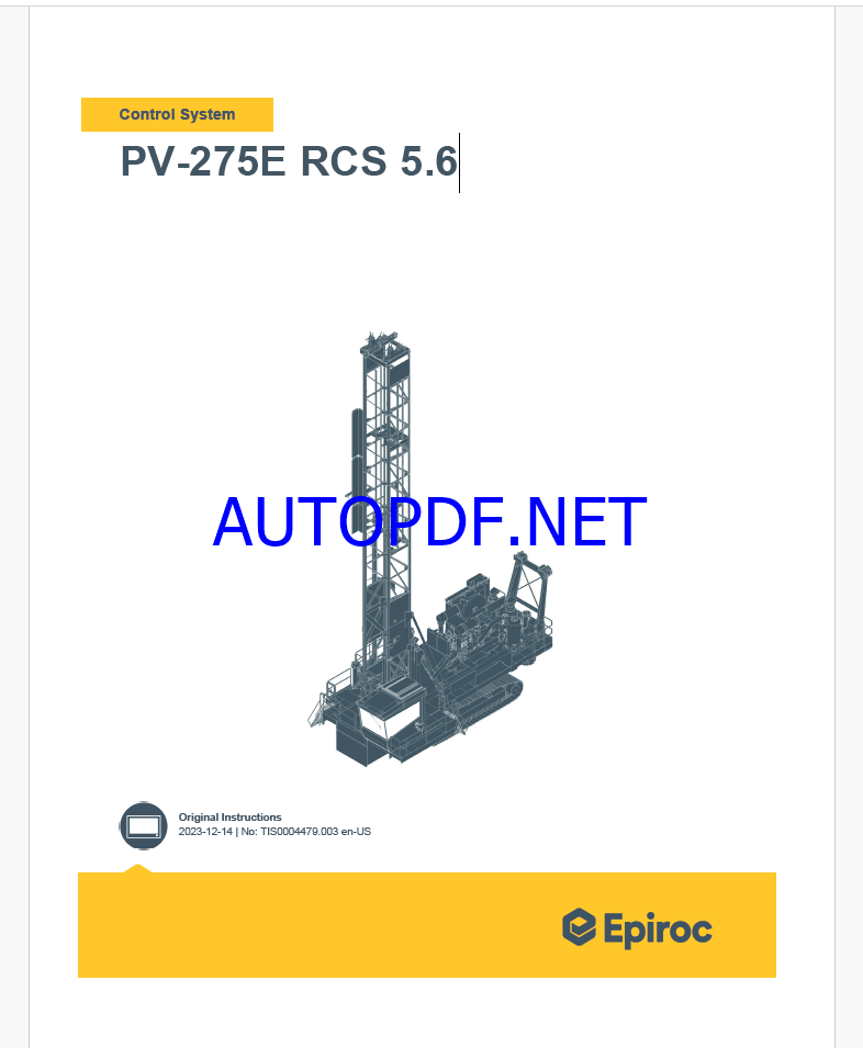 Epiroc PV-275E RCS 5.6 Pit Viper Control System Manual