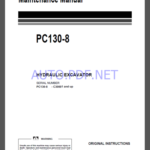 Komatsu PC130-8 HYDRAULIC EXCAVATOR Operation and Maintenance Manual(UEAM007606)