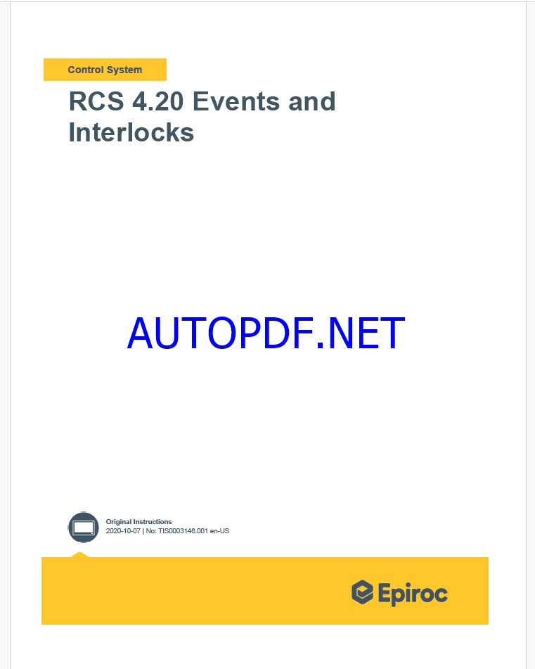 Epiroc RCS 4.20 Events and Interlocks Control System Manual